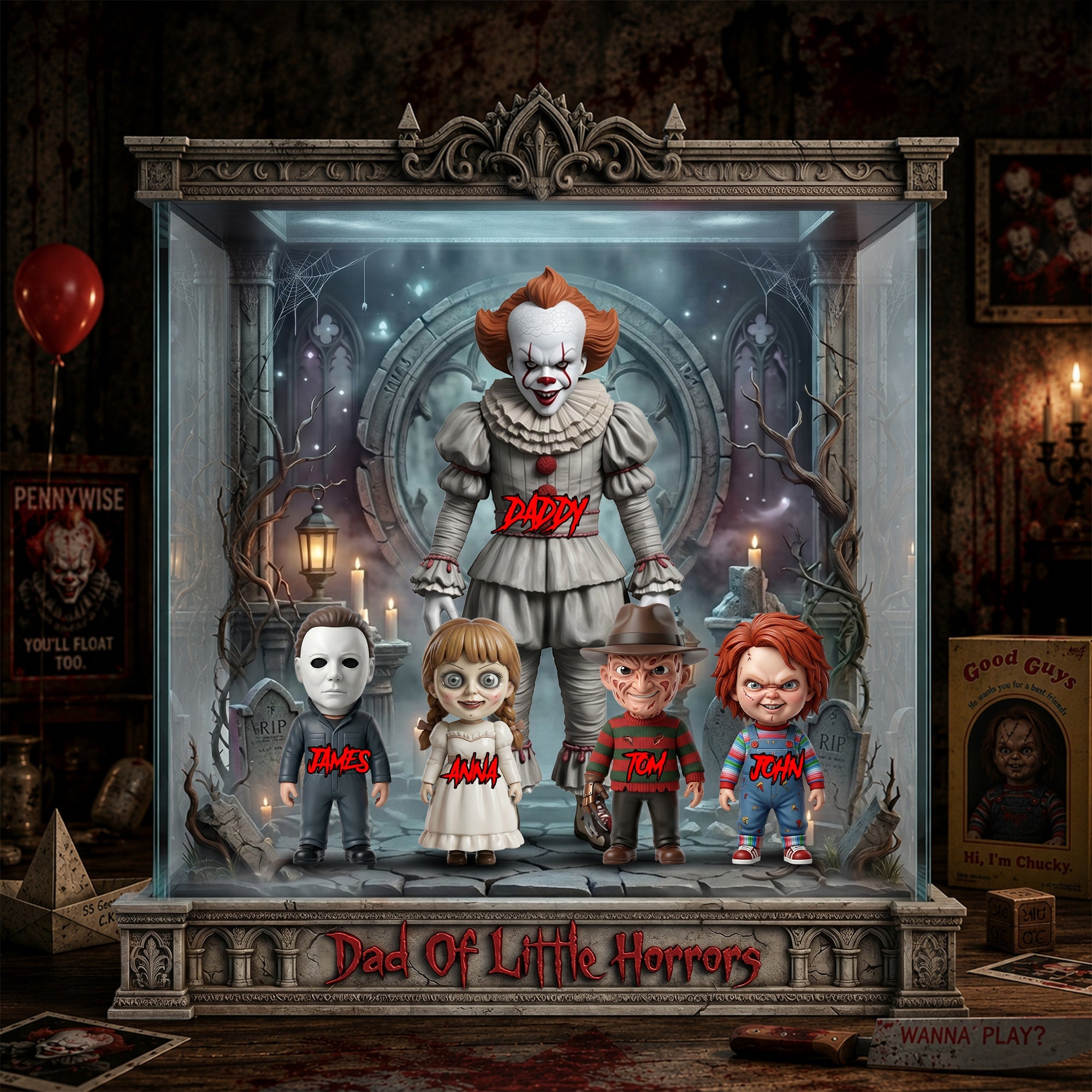“For the Dad Who Loves a Fright” - Dad Of Little Horrors Acrylic Plaque - Personalized Gift for Dads, Grandpas, and More Shaped Plaques PopCulturePrints