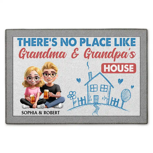 There's No Place Like Grandma & Grandpa's - Personalized Doormat Doormat PopCulturePrints