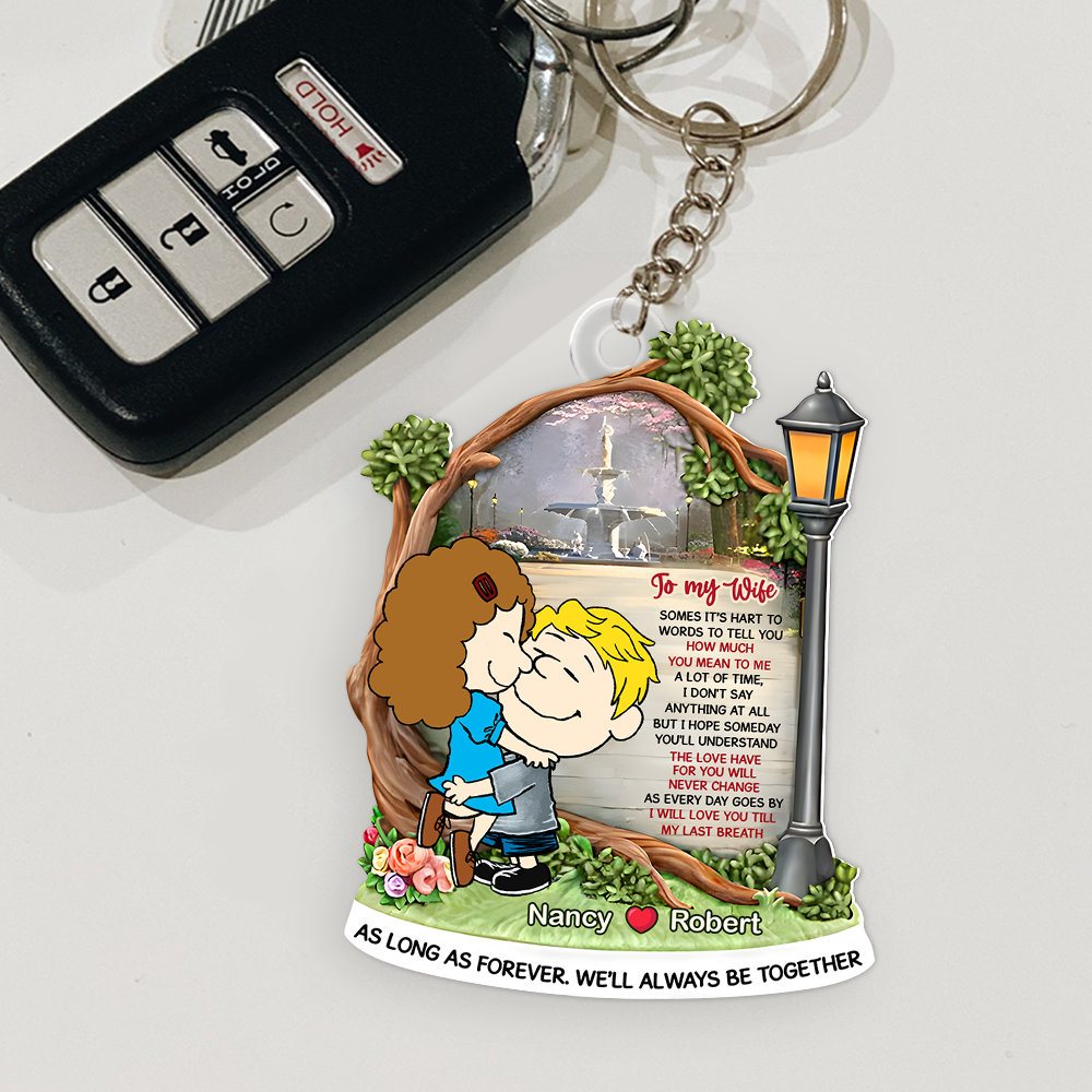 Personalized Keychain Gift for Wife - Heartfelt Love Custom Keyring Keychains PopCulturePrints