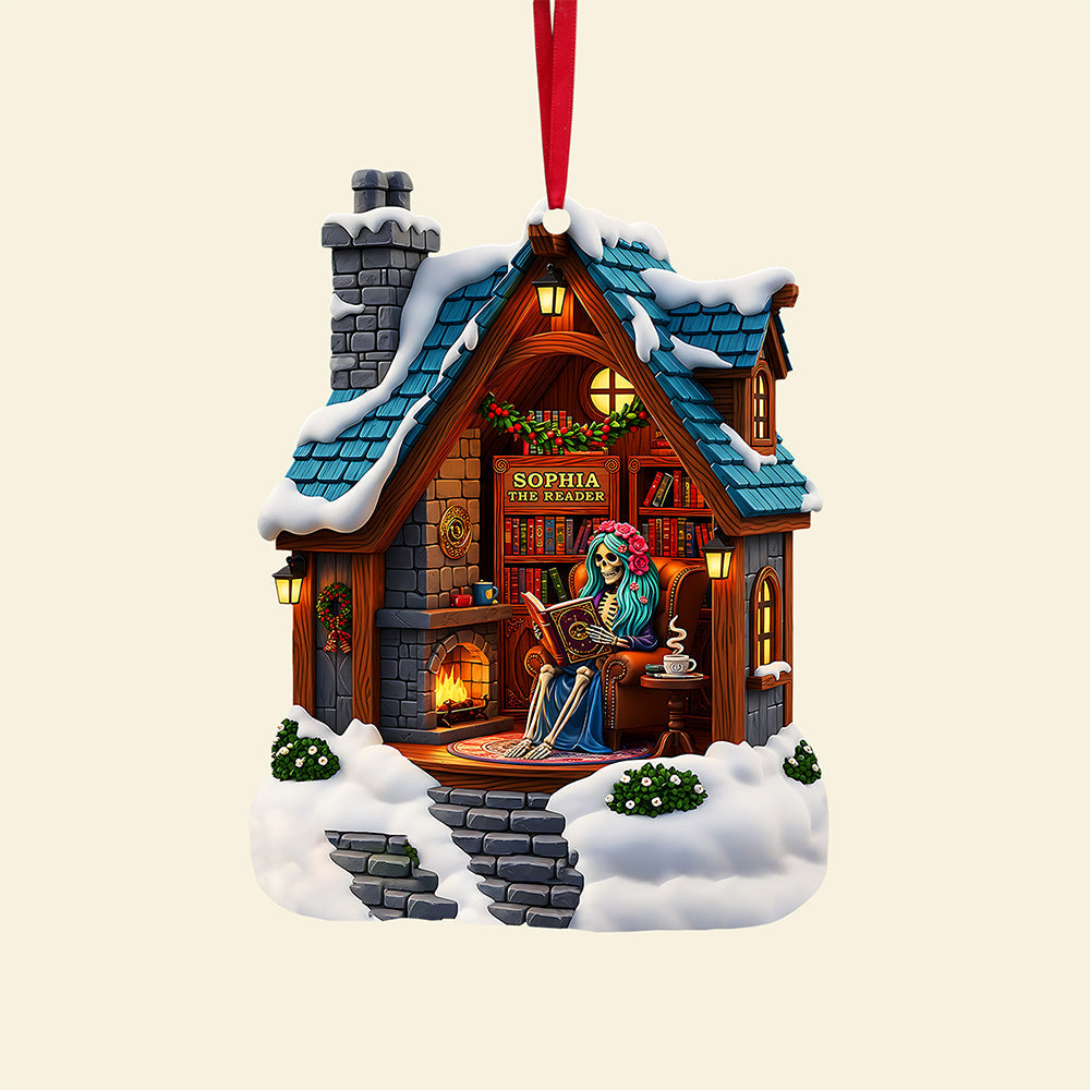 "Celebrate Your Love for Books" - Custom Book Lover Skull Ornament - Unique Personalized Gifts for Readers Ornament PopCulturePrints