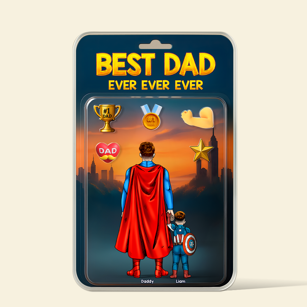 Best Dad Ever - Personalized Super Dad Plaque - Unique Gift for Dad and Grandpa Shaped Plaques PopCulturePrints