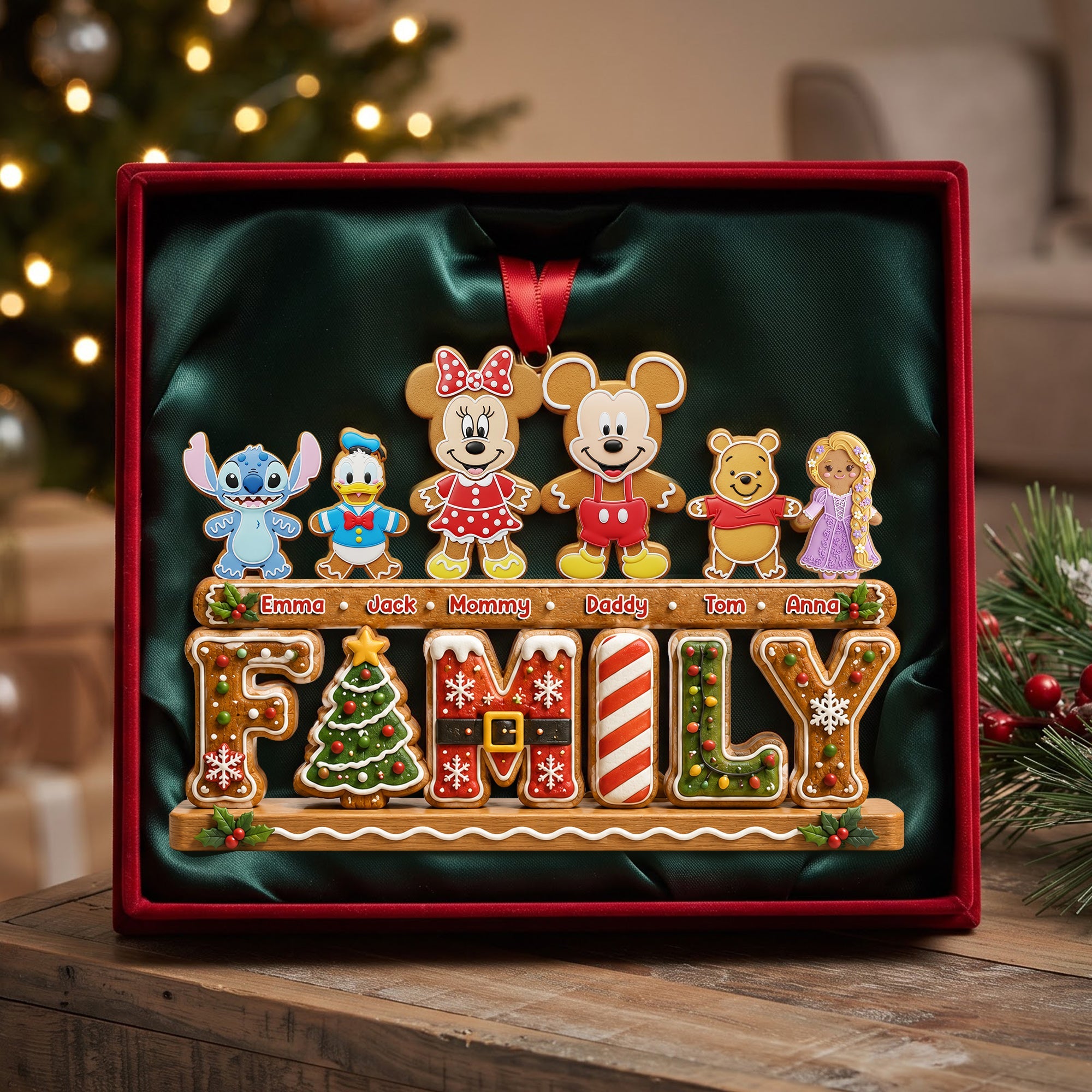 "Celebrate Family Togetherness" - Personalized Lovely Gingerbread Family Acrylic Ornament - Perfect Gift for Everyone