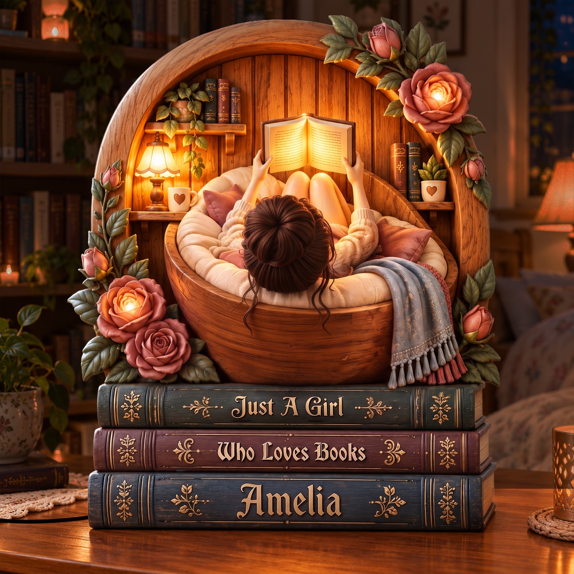 Just a Girl Who Loves Books - Personalized Book Lover Light Box