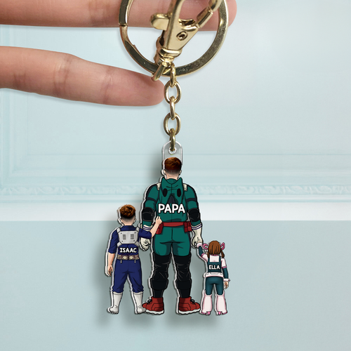 “Super Dad - The Best Gift for Every Dad!” - Personalized Keychain for Dad, Grandpa, or Papa Keychains PopCulturePrints