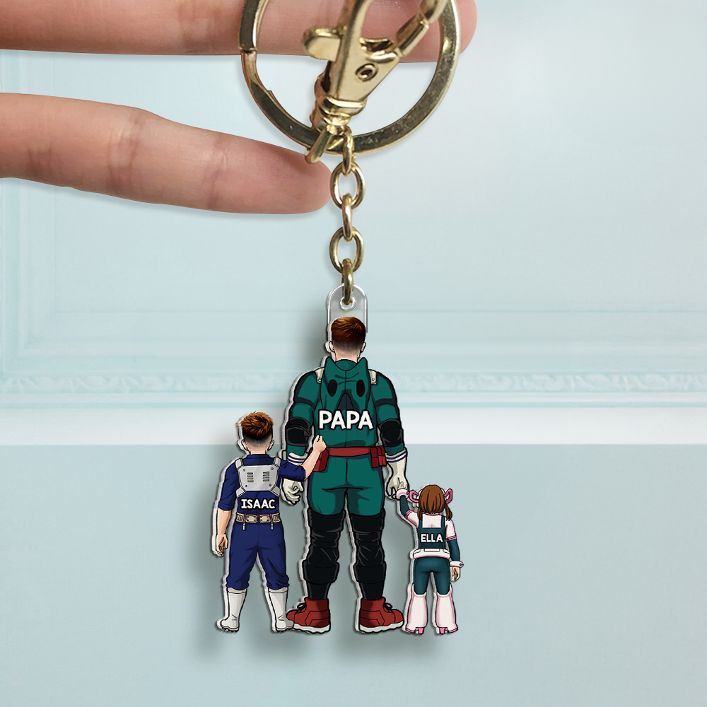 “Super Dad - The Best Gift for Every Dad!” - Personalized Keychain for Dad, Grandpa, or Papa Keychains PopCulturePrints