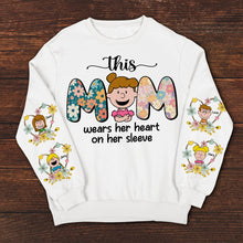 Load image into Gallery viewer, This Mom Wears Her Heart On Her Sleeve - Personalized Gift for Mom and Grandma AOP Products PopCulturePrints
