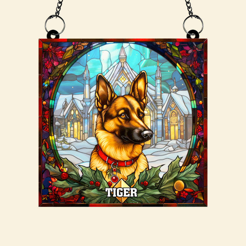 German Shepherd Dog Christmas Acrylic Suncatcher Ornament - Personalized Gifts For Dog Lovers