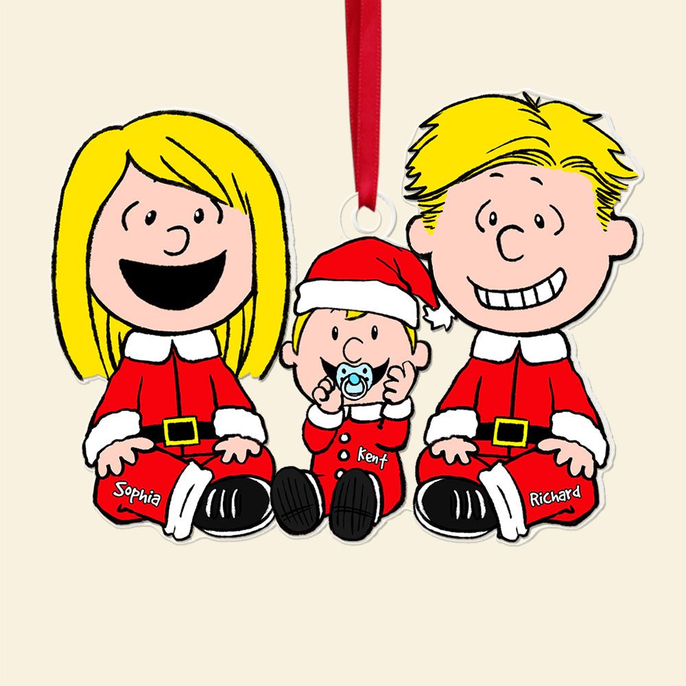 Custom Family Christmas Cartoon Ornament - Personalized Holiday Decor