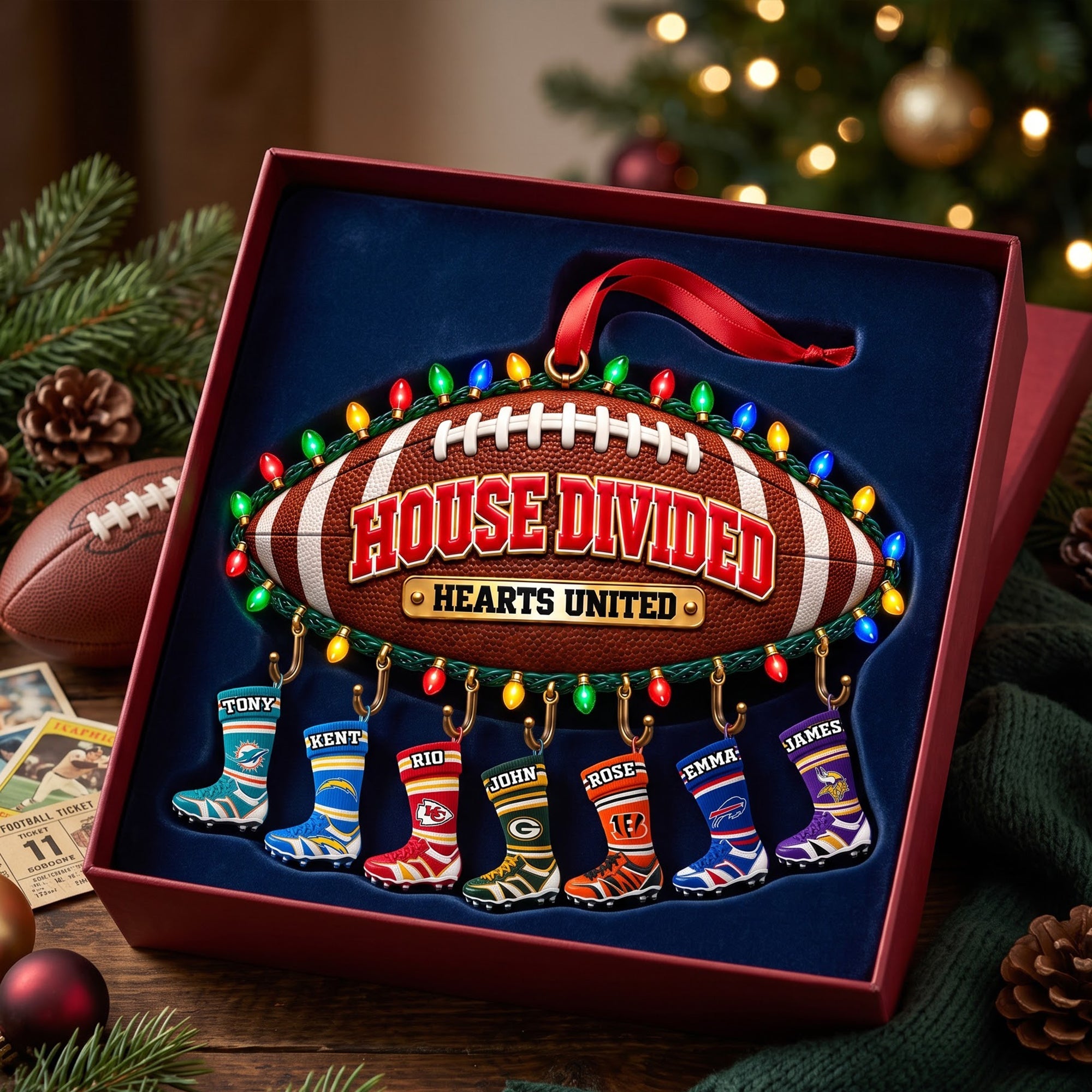 Celebrate Love Across Rivalries - House Divided Christmas Ornament, Personalized Gift for Sports Lovers