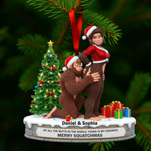 Load image into Gallery viewer, “Of All The Butts In The World, Yours Is My Favorite” - Playful Bigfoot Couple Ornament - Personalized Christmas Gift For Couples Ornament PopCulturePrints

