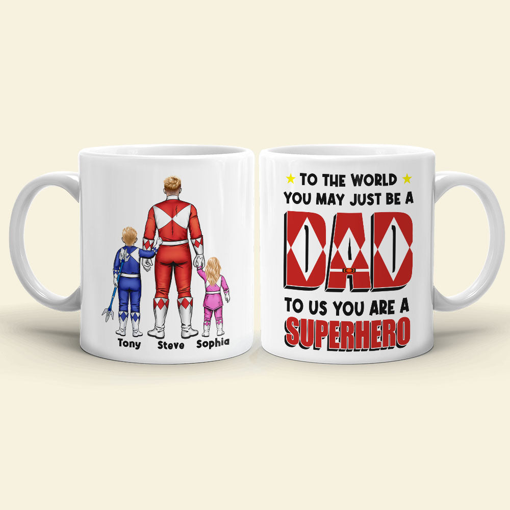 Personalized Superhero Dad Mug - Custom Names Coffee Mug PopCulturePrints