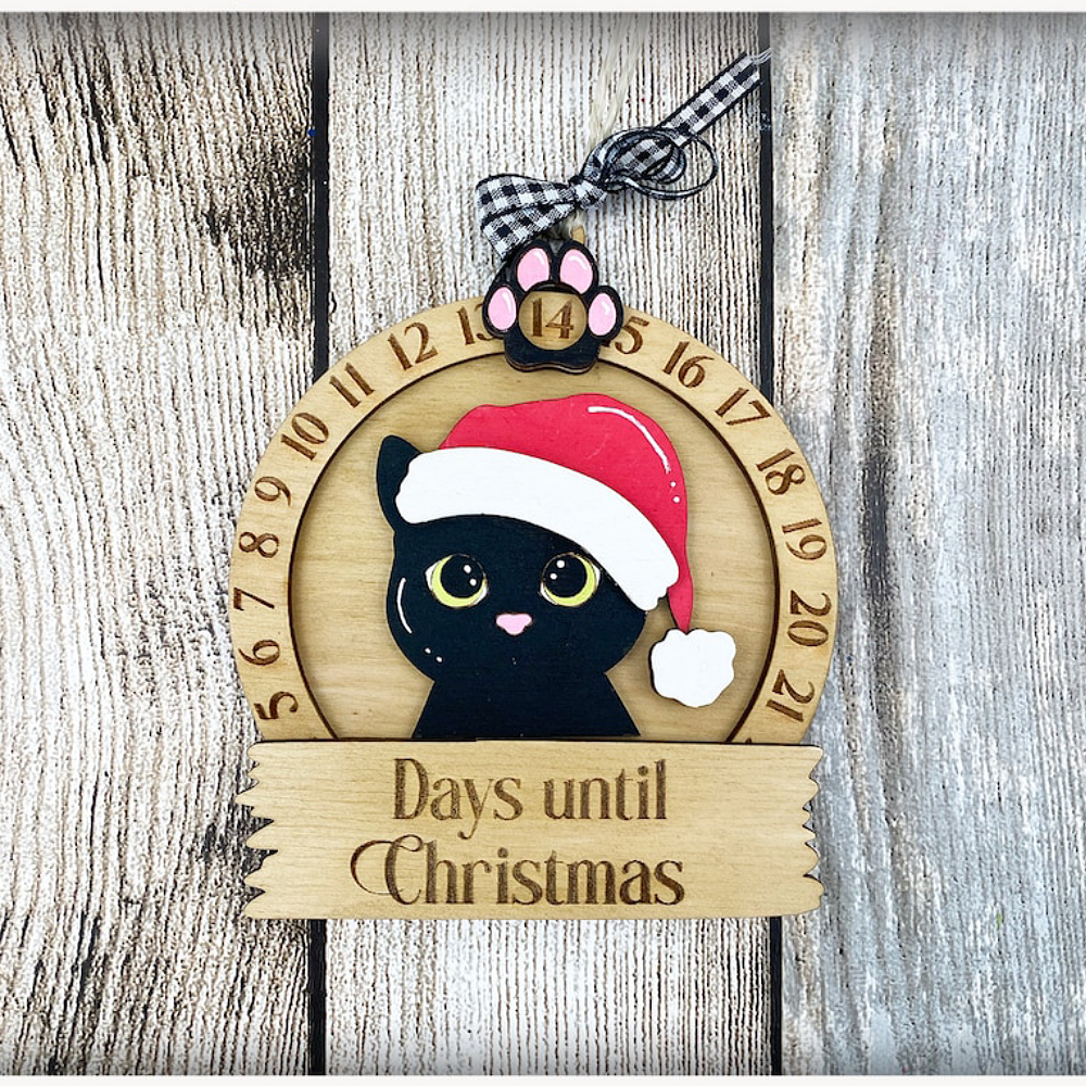 Adorable Black Cat Christmas Countdown Ornament - Perfect Gift for Cat Lovers