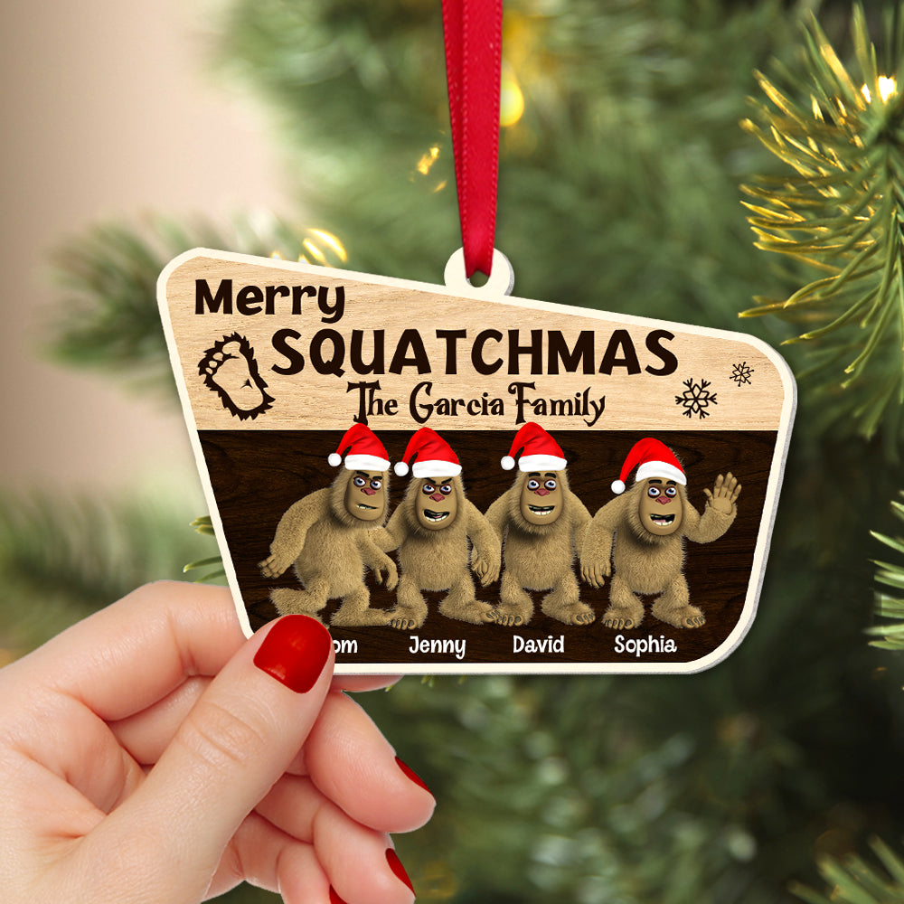 Personalized Merry Squatchmas Christmas Ornament for Family