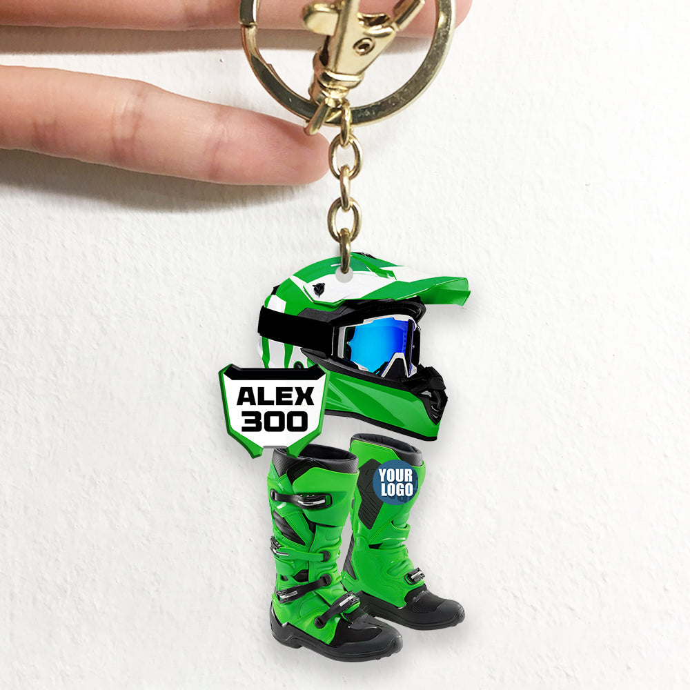 Custom Motocross Lover Keychain with Name and Number Keychains PopCulturePrints