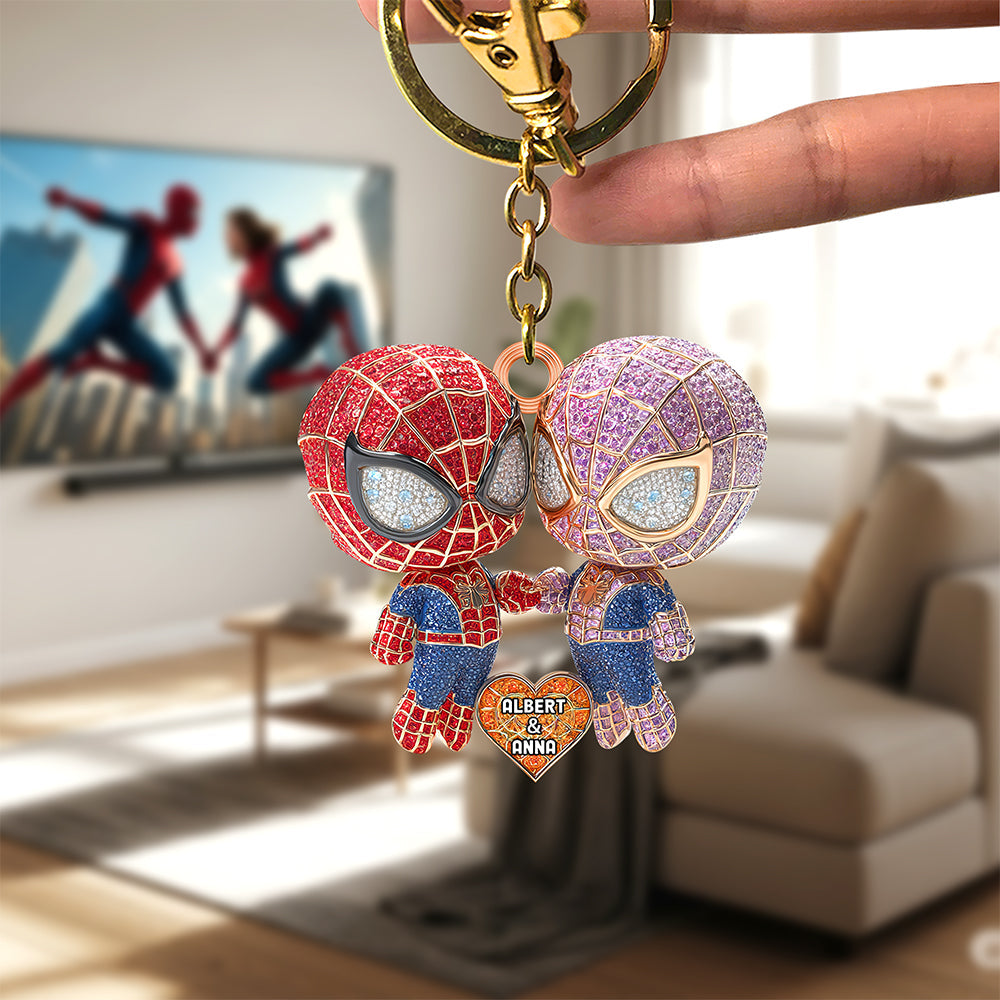 Love in Every Web: Power Couple Keychain - Personalized Gift for Couples Keychains PopCulturePrints