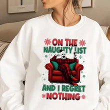 Load image into Gallery viewer, On The Naughty List Shirt - Perfect for Holiday Cheer Shirts PopCulturePrints
