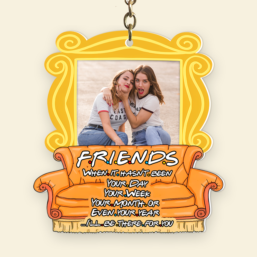 Personalized Friends Photo Keychain - 'Besties Always Have Your Back'