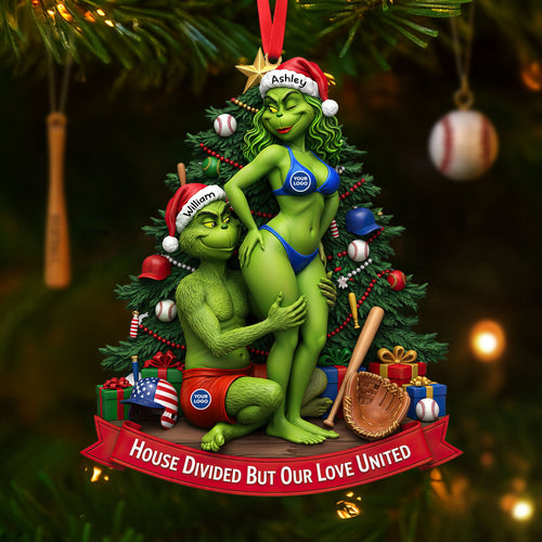 House Divided But Our Love United - Personalized Baseball Ornament for Couples Ornament PopCulturePrints