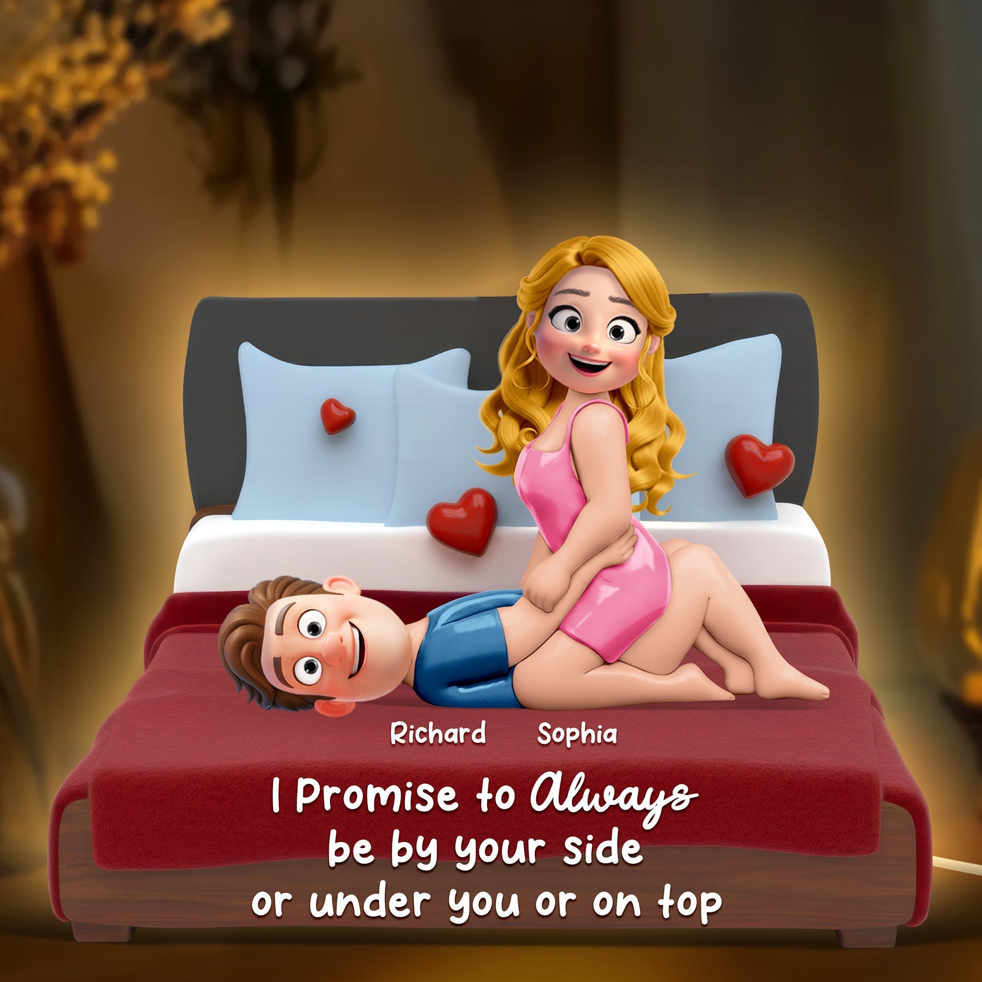 I Promise to Always Be Your Side - Naughty Couple Acrylic Light Box - Personalized Gift for Couples Light Box PopCulturePrints
