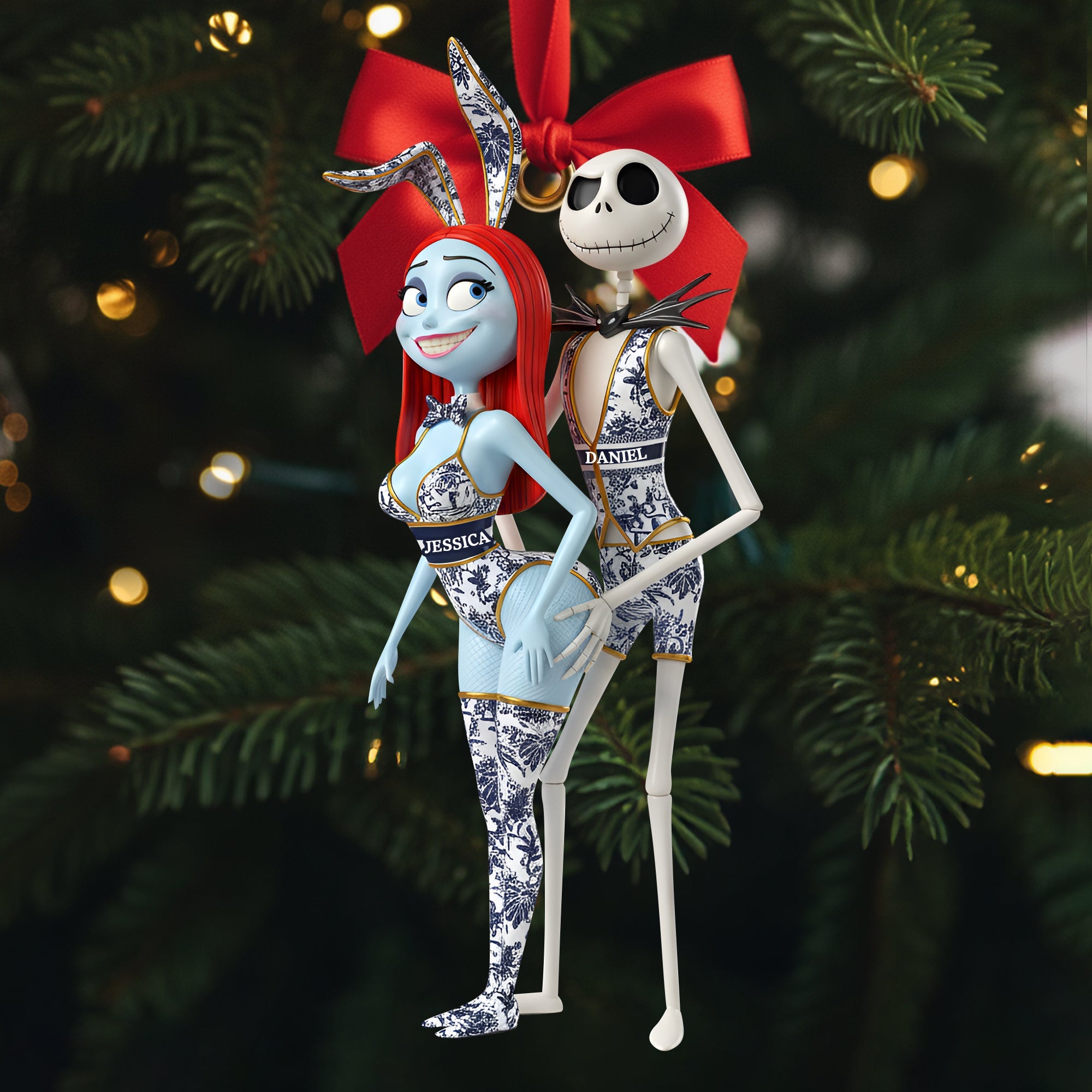 Celebrate Love with Laughter - Personalized Playful Couple Christmas Ornament Ornament PopCulturePrints