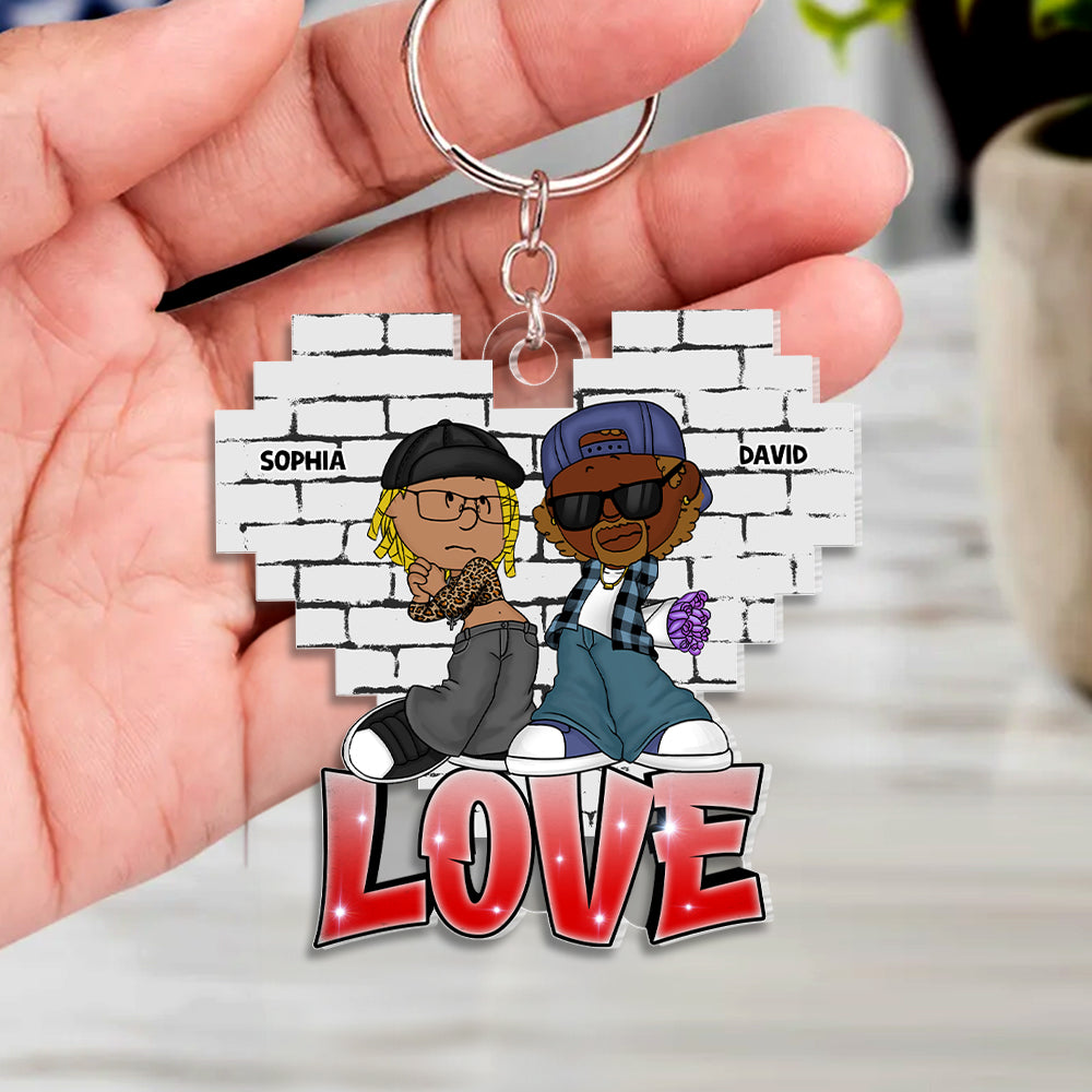 Personalized Couple Keychain - Custom Love Gift Keychains PopCulturePrints