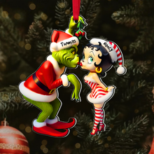 Load image into Gallery viewer, Custom Couples Christmas Ornament - Mistletoe Kiss | Valentine&#39;s Day Gifts Ornament PopCulturePrints
