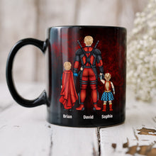 Load image into Gallery viewer, Personalized Superhero Dad Mug - Custom Family Names Coffee Mug PopCulturePrints
