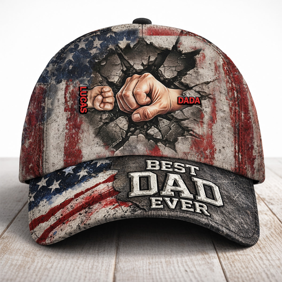 "Best Dad Ever" - Strongest Bonding With Dad Cap - Personalized Gift for Dad, Grandpa, and Father Figures Caps PopCulturePrints