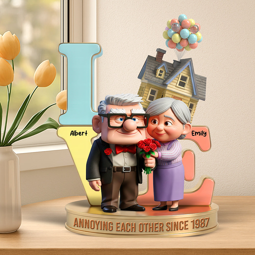 "Annoying Each Other Since 1987" - Personalized Acrylic Plaque for Couples - Unique Gift for Weddings, Anniversaries, and Special Occasions Shaped Plaques PopCulturePrints