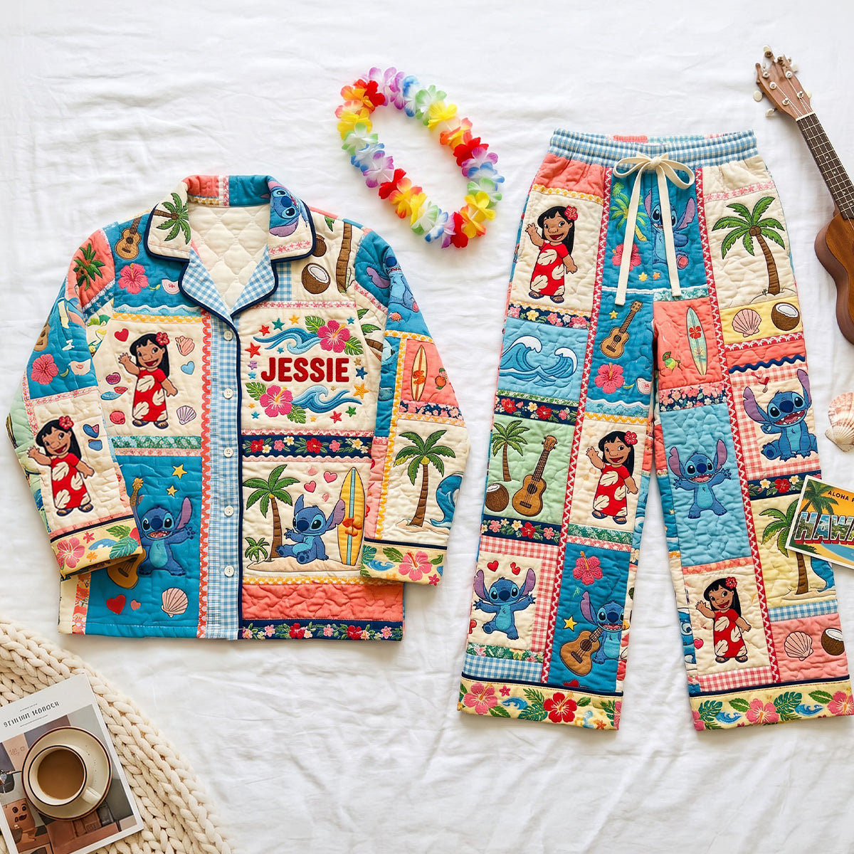 Cute Blue Pup Family Pajama Set - Personalized Gift for All Occasions
