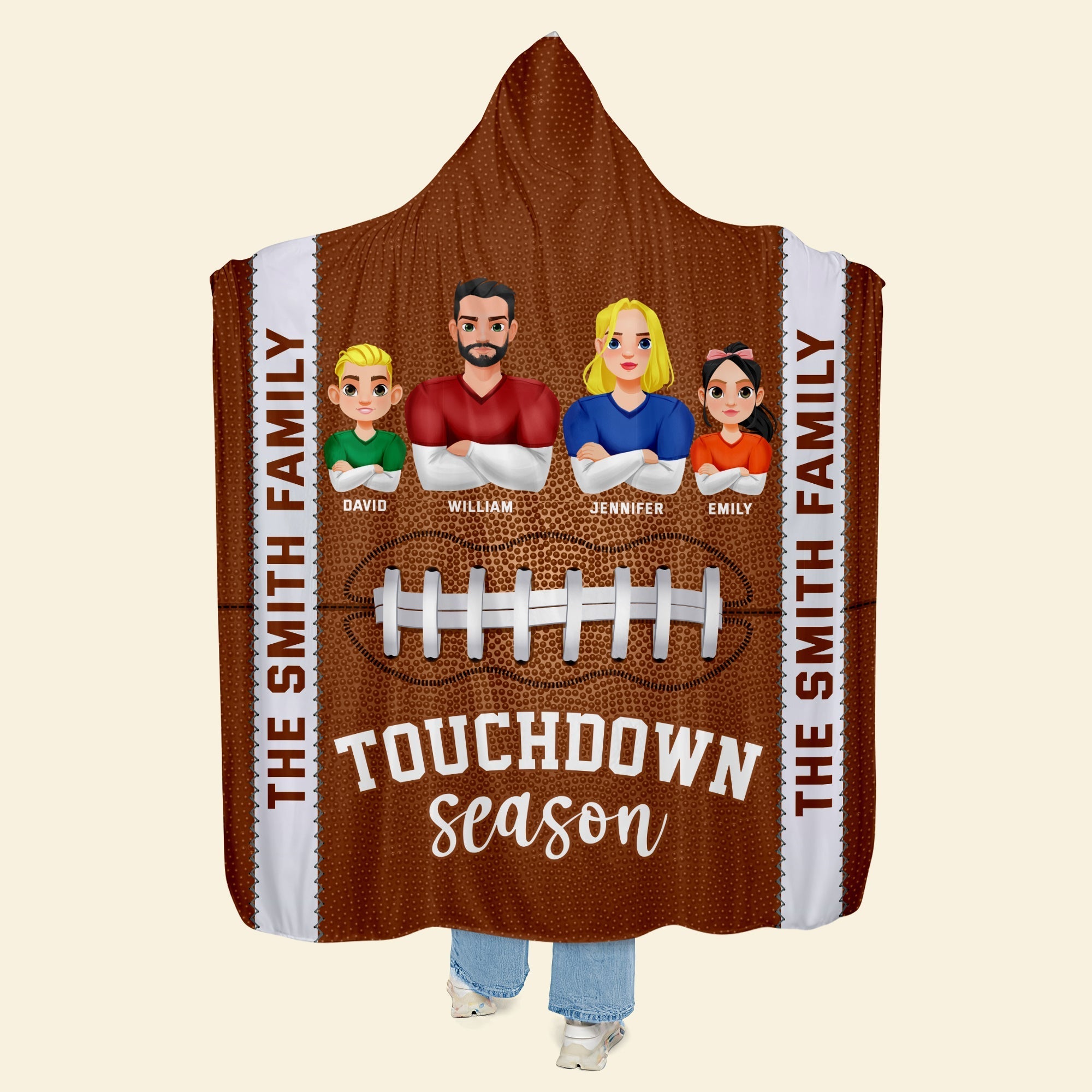 Personalized Football Family Hooded Blanket - Touchdown Season Blanket PopCulturePrints