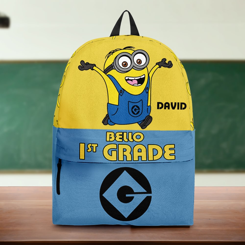 Personalized Minion-Themed Kids' Backpack - First Grade Adventure Backpack PopCulturePrints