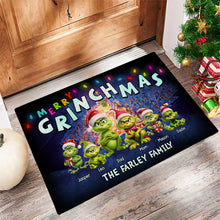 Load image into Gallery viewer, Personalized Grinch Family Christmas Doormat Doormat PopCulturePrints
