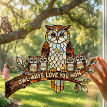 Load image into Gallery viewer, "Owl-ways Love You Mom" - Personalized Owl Mom Suncatcher Ornament - Gift for Mom, Grandma, and Special Women Ornament PopCulturePrints
