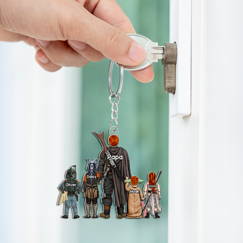 “Every Adventure Starts with Dad” – Galaxy Dad Keychain - Personalized Gift for Dad & Grandpa Keychains PopCulturePrints