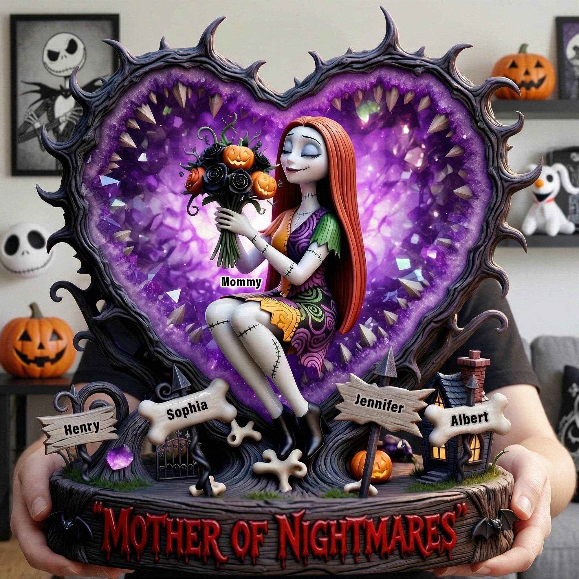 "Embrace the Spookiness – Horror Mom Acrylic Plaque - Personalized Gift for Mom, Grandma & More" Shaped Plaques PopCulturePrints