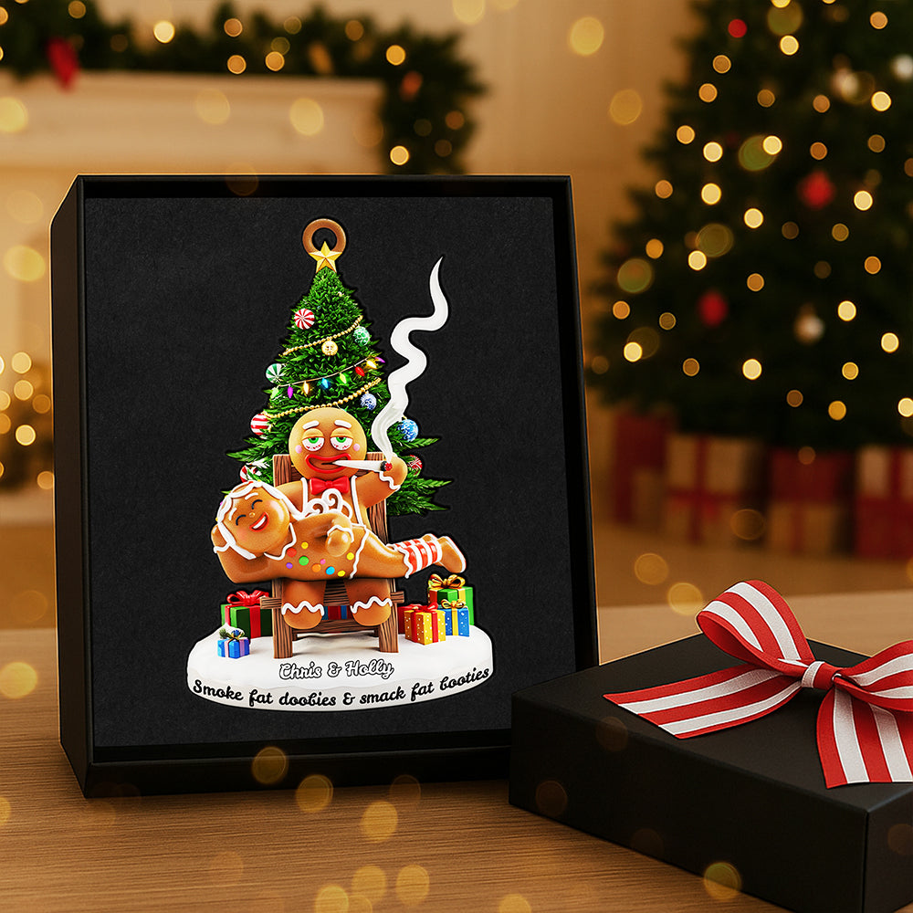 Smoking Gingerbreads - Personalized Funny Christmas Ornament for Couples Ornament PopCulturePrints