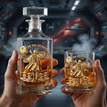 Load image into Gallery viewer, To The Death Star and Back - Personalized Decanter Set for Dad Bottle PopCulturePrints

