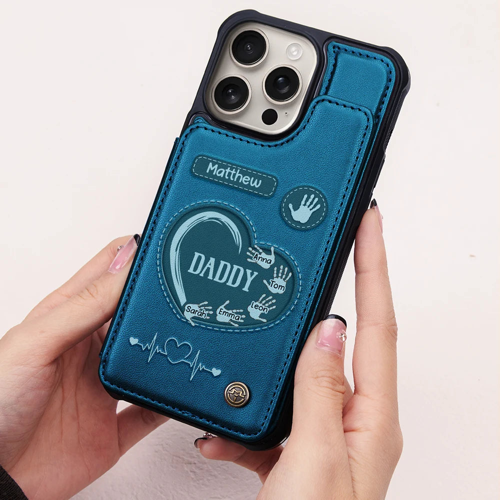 Hand Prints, Love Forever - Personalized Leather Flip Wallet Phone Case Leather Flip Wallet Phone Case PopCulturePrints