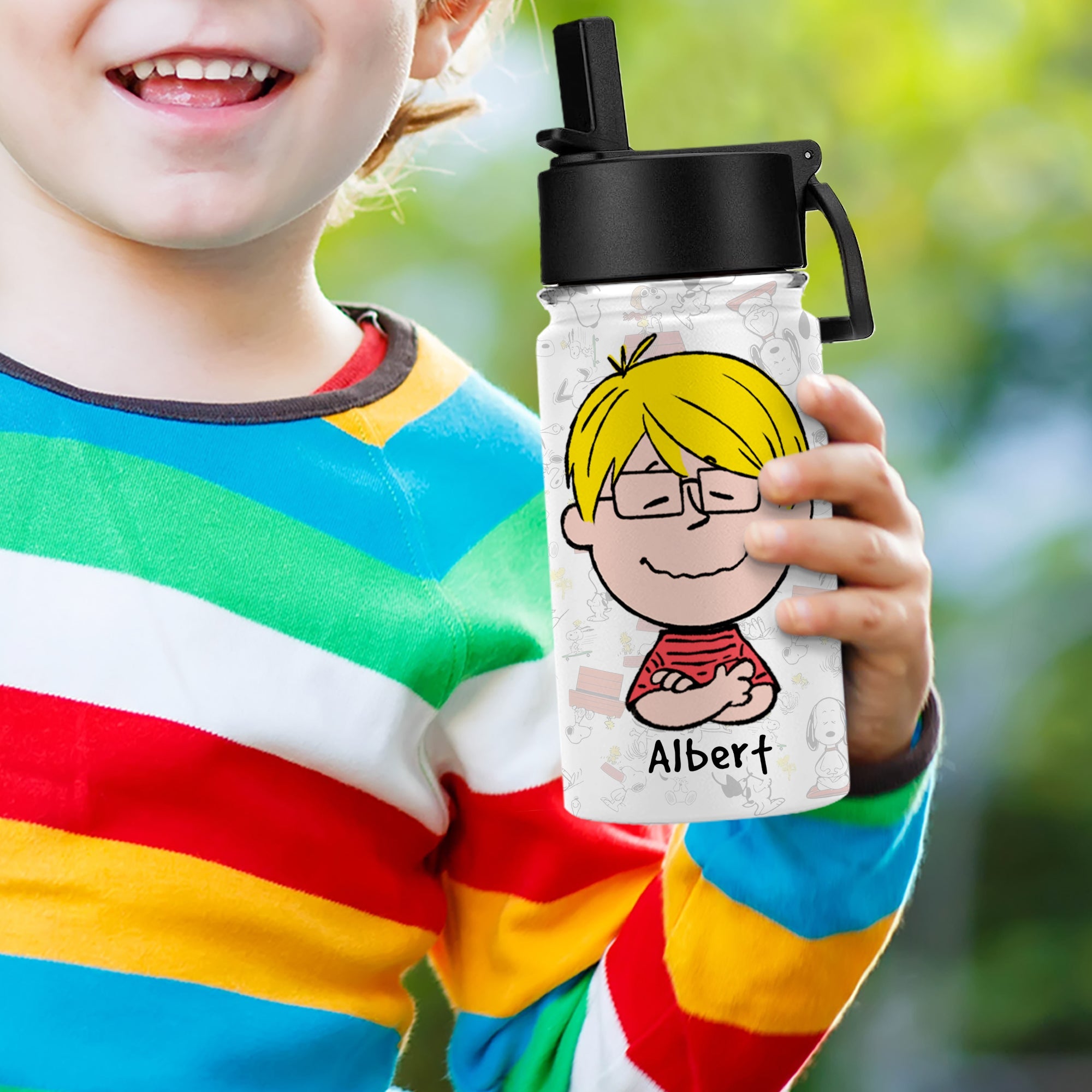 Personalized 1st Grade Water Bottle for Kids - Cute Cartoon Design