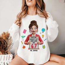Load image into Gallery viewer, Naughty List Teacher Shirt - Personalized Gift for Teachers Shirts PopCulturePrints
