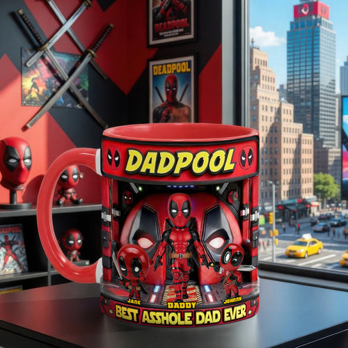 “Best Asshole Dad Ever!” - Funny Fighter Dad And Kids Accent Mug - Personalized Gift for Dads, Grandpas, and More Coffee Mug PopCulturePrints