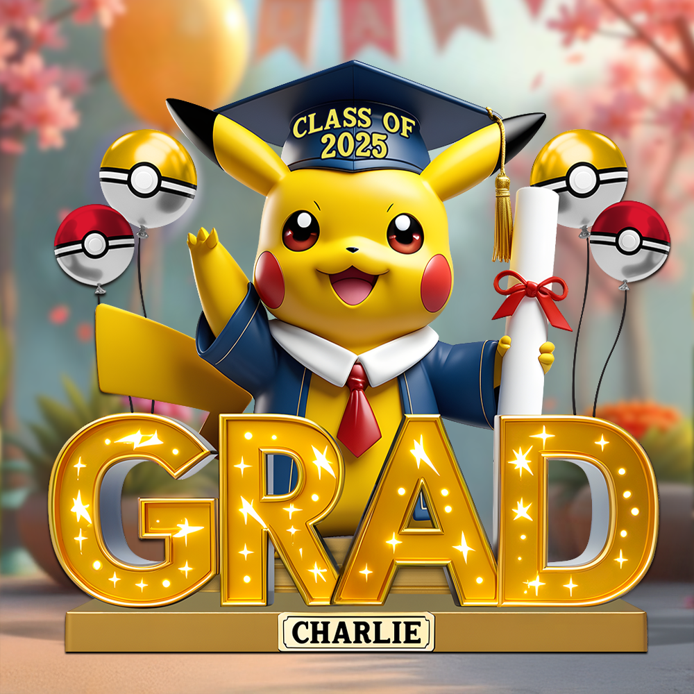 Celebrate Your Achievement, Pikachu Graduation Plaque - Personalized Gifts For Graduates Shaped Plaques PopCulturePrints
