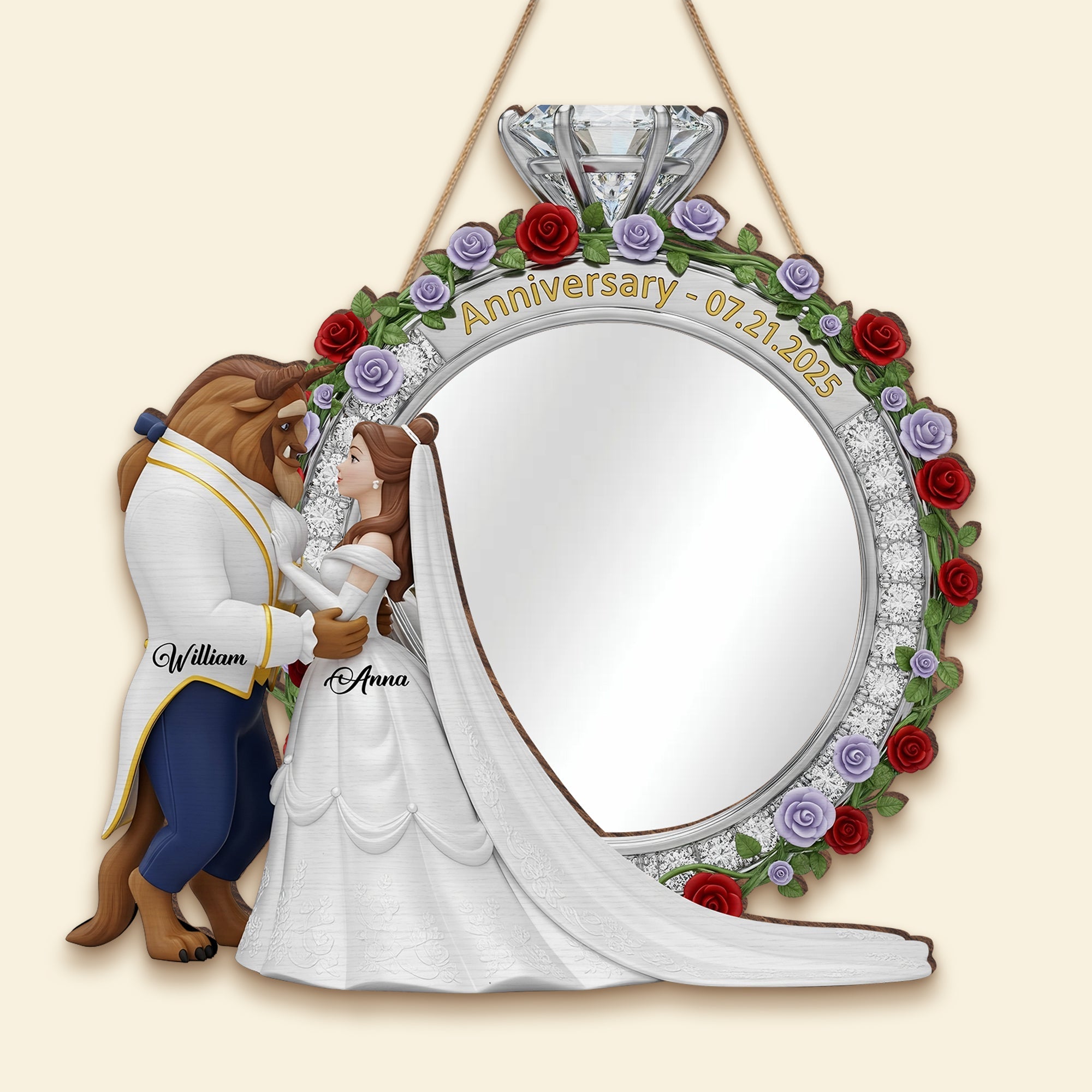 Love's Reflections: Personalized Romantic Couple Mirror - Custom Gift for Couples Mirror PopCulturePrints