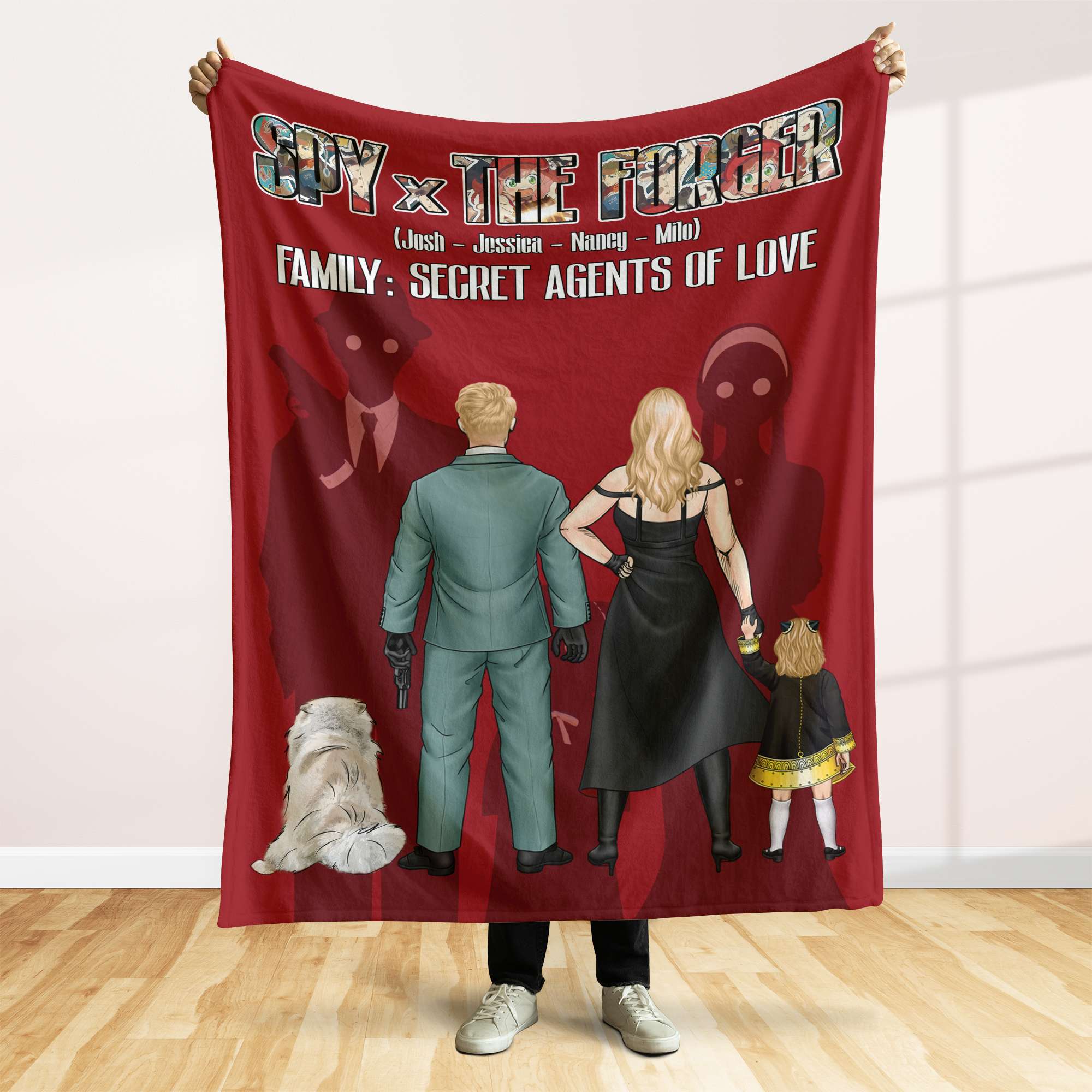 Personalized Family Spy Blanket: Secret Agents of Love Blanket PopCulturePrints