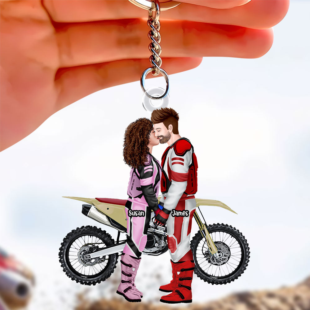 Personalized Motocross Couple Keychain - Unique Gift for Riders Keychains PopCulturePrints