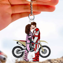 Load image into Gallery viewer, Personalized Motocross Couple Keychain - Unique Gift for Riders Keychains PopCulturePrints
