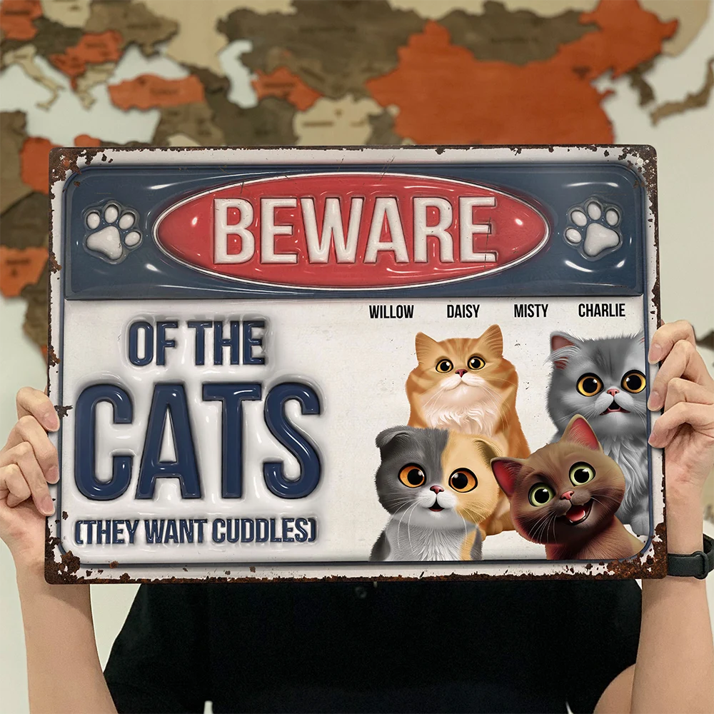 Beware of the Dog (He Wants Cuddles) - Personalized Classic Metal Sign - Perfect Gift for Pet Lovers Metal Sign PopCulturePrints