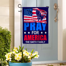 Load image into Gallery viewer, Personalized Pray For America Garden Flag - Custom Family Name
