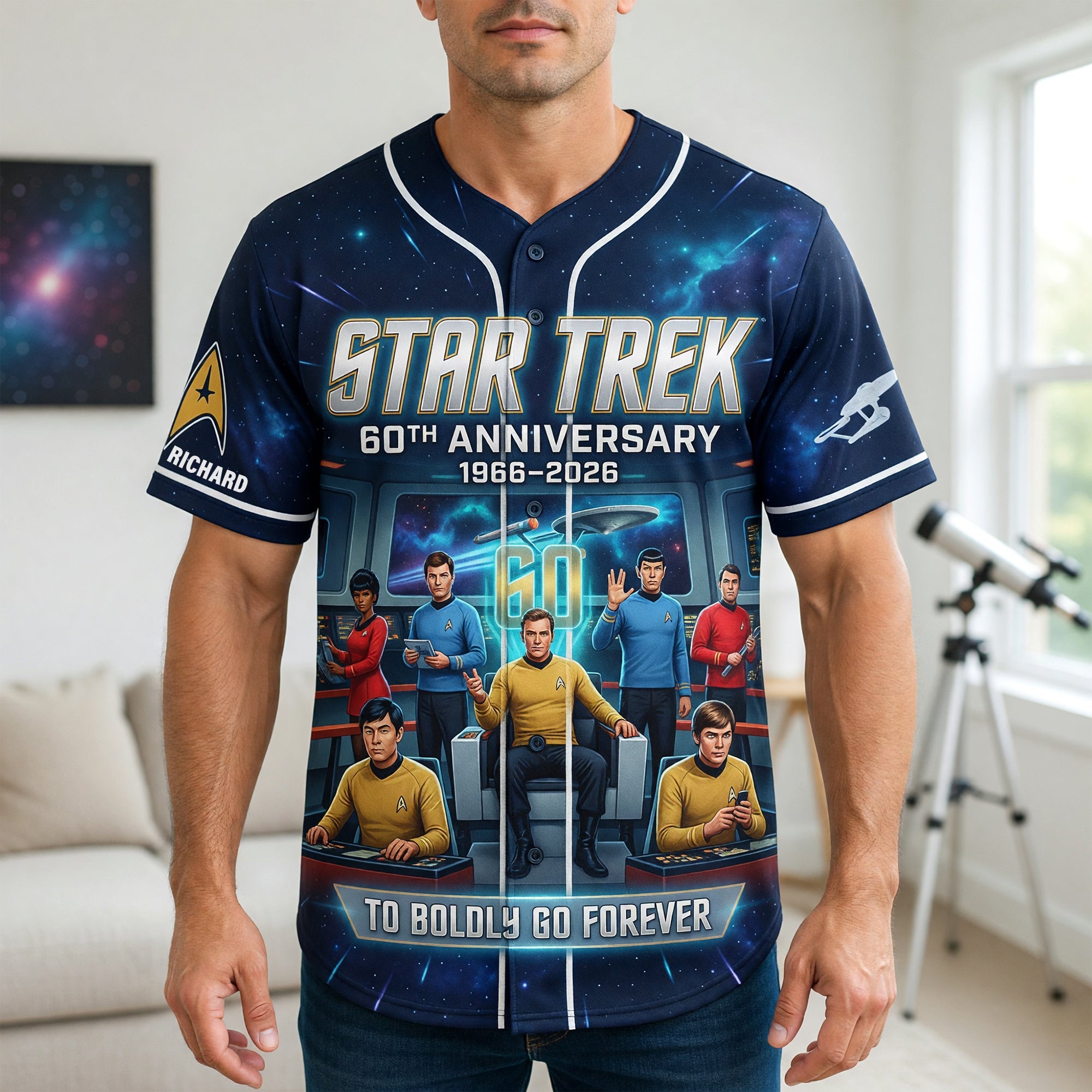 "To Boldly Go Forever" - Customizable 60th Anniversary Baseball Jersey - Perfect Gift for Star Trek Fans